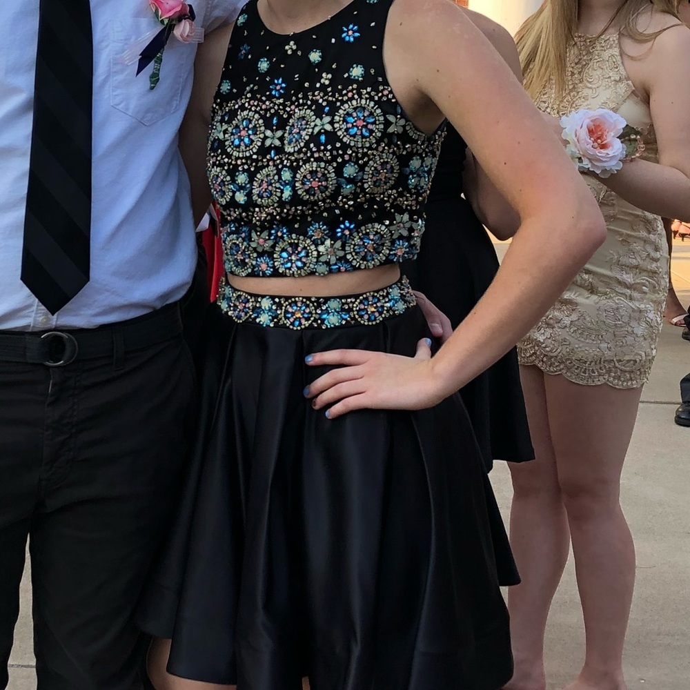 Jovani Black Beaded Homecoming Dress